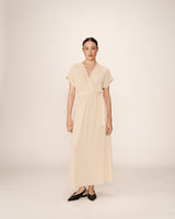 Robe longue trapÃƒÂ¨ze beige Papillon