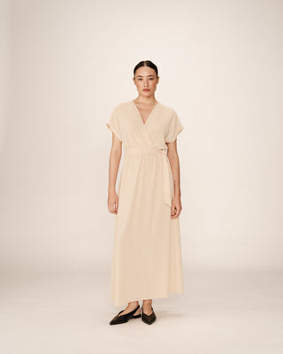 ROBE LONGUE BEIGE PAPILLON