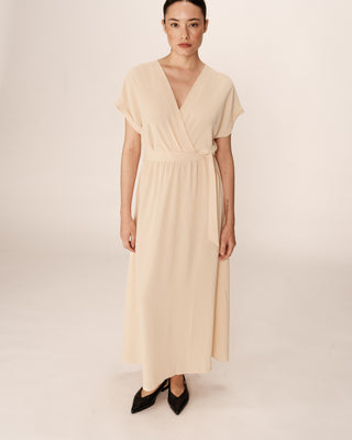 ROBE LONGUE BEIGE PAPILLON