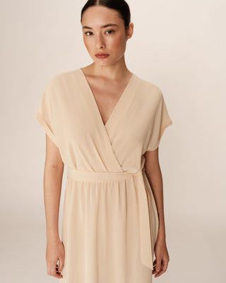 ROBE LONGUE BEIGE PAPILLON