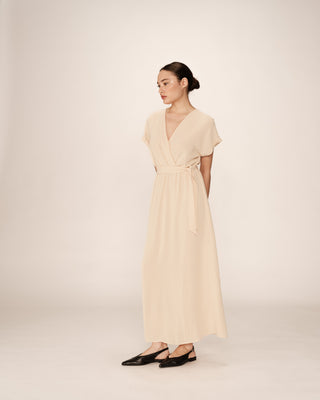 ROBE LONGUE BEIGE PAPILLON