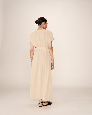 ROBE LONGUE BEIGE PAPILLON