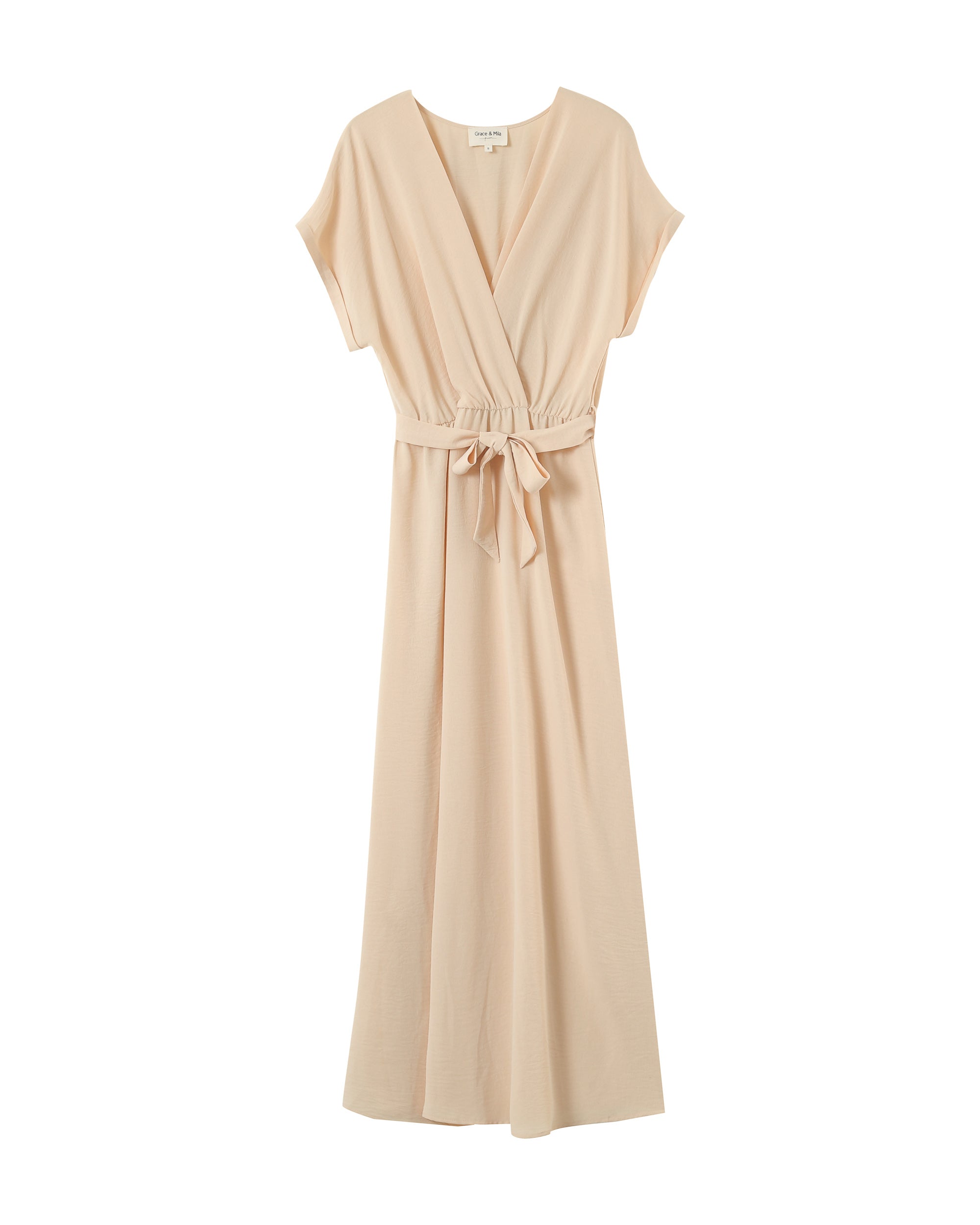 Robe longue trapÃƒÂ¨ze beige Papillon
