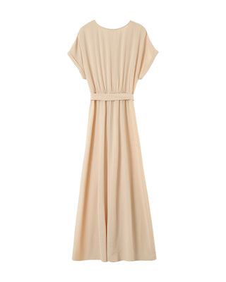 ROBE LONGUE BEIGE PAPILLON