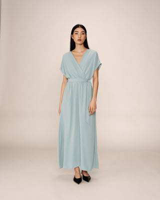 ROBE LONGUE BLEU PAPILLON
