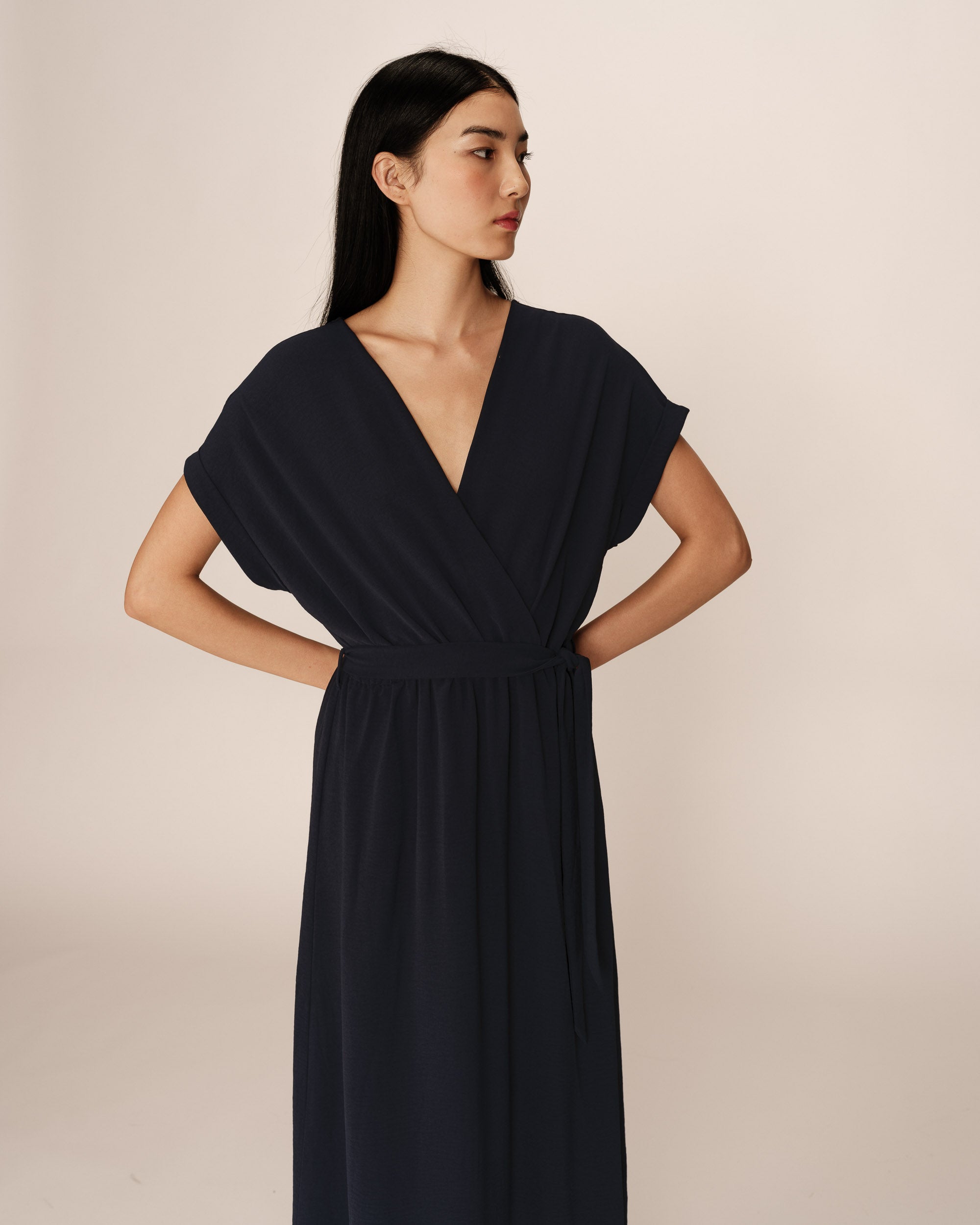 Robe longue trapÃƒÂ¨ze marine Papillon
