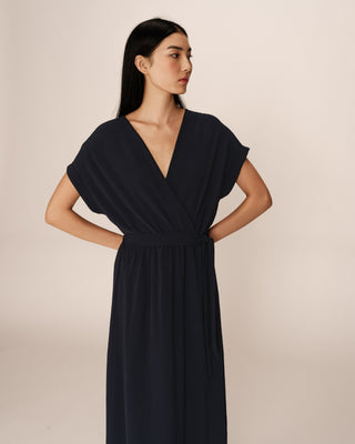 ROBE LONGUE MARINE PAPILLON