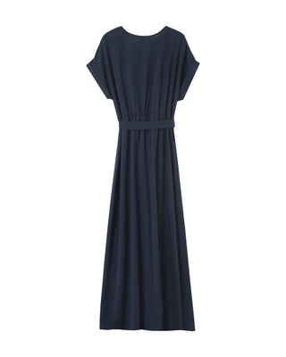 ROBE LONGUE MARINE PAPILLON
