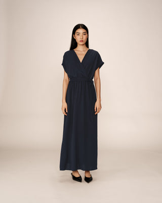 ROBE LONGUE MARINE PAPILLON