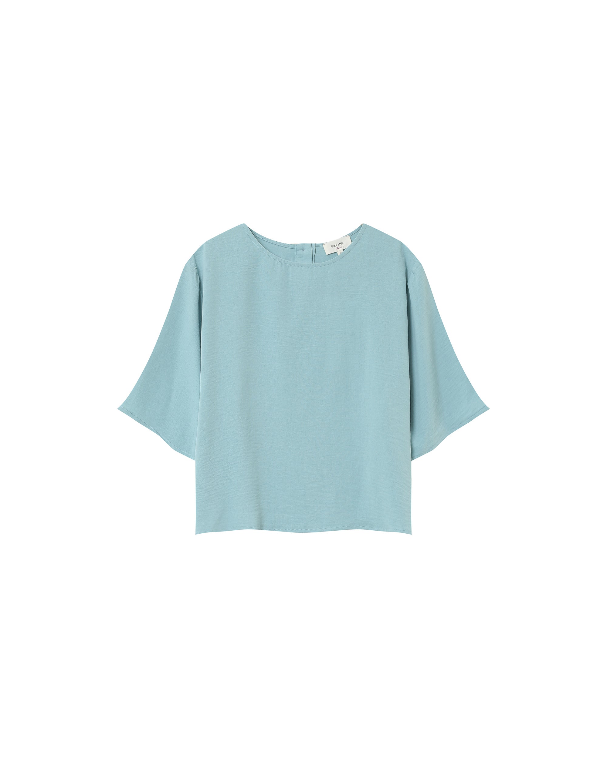 Loose round-neck top blue Paprika_13181