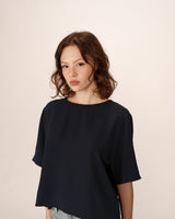 Loose round-neck top navy Paprika_13181