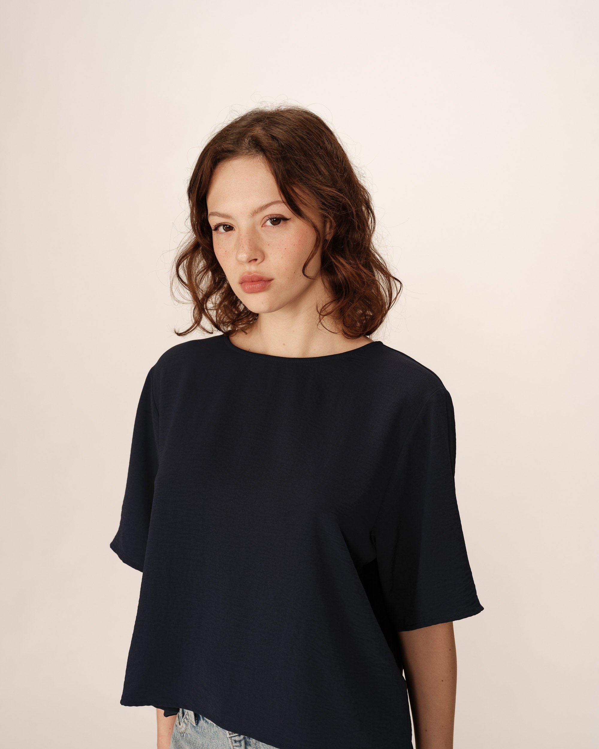 Loose round-neck top navy Paprika_13181