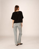 Loose round-neck top black Paprika_13181