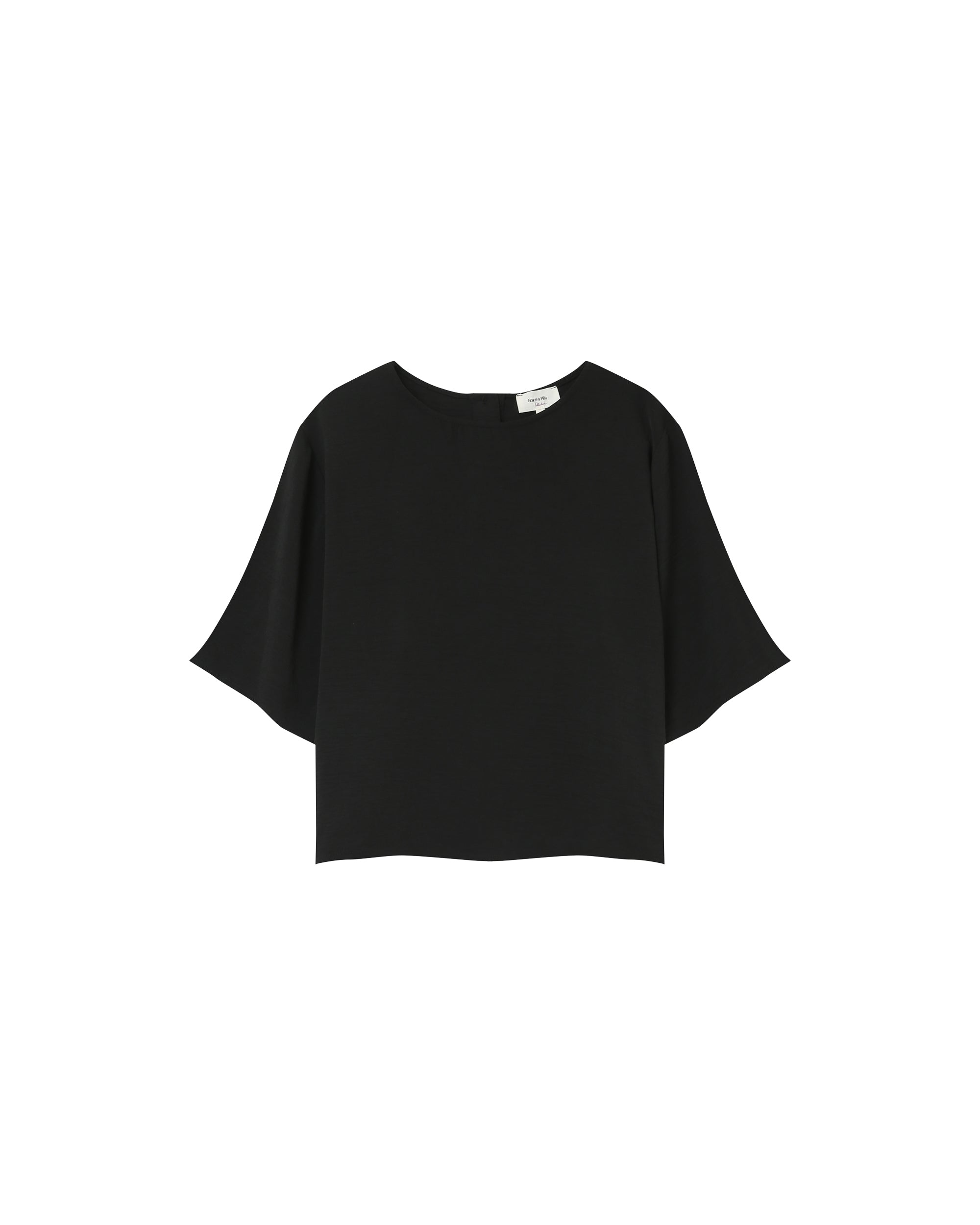 Loose round-neck top black Paprika_13181