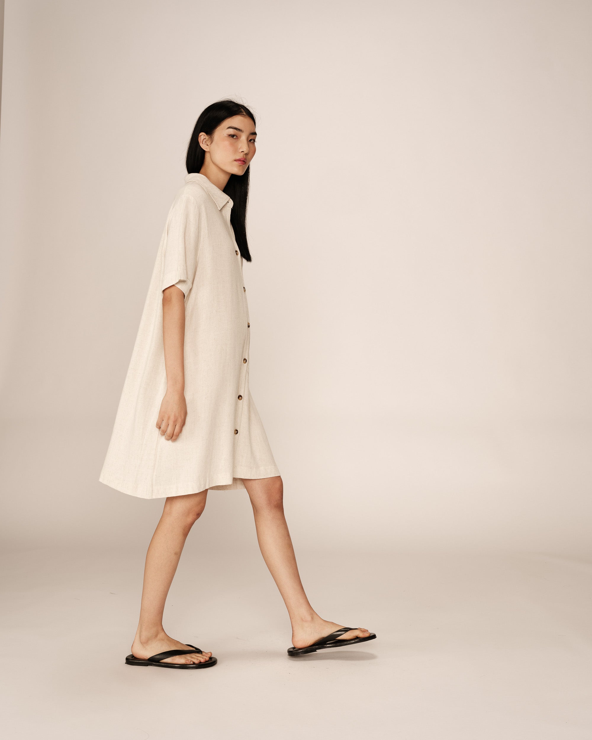 Wrap short dress beige Paquita_13101