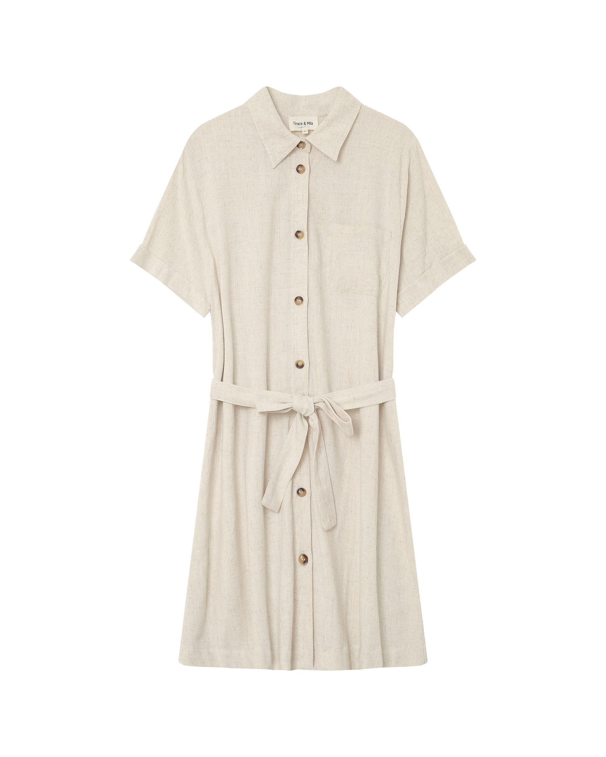 Wrap short dress beige Paquita_13101