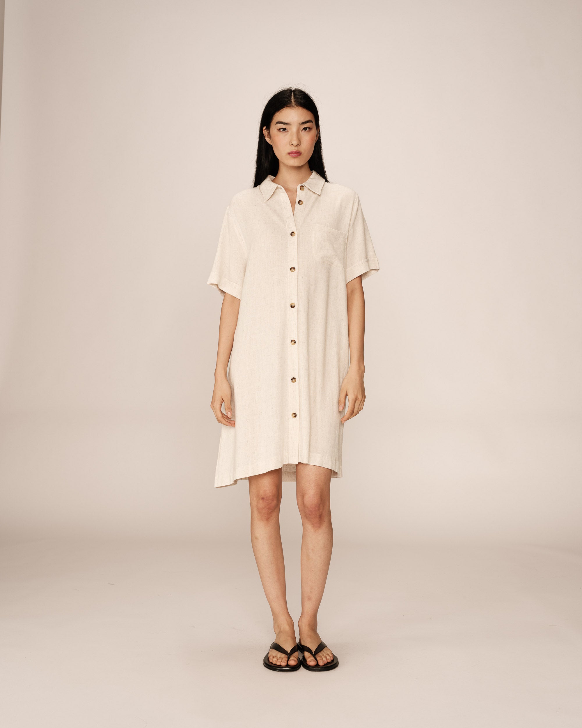 Wrap short dress beige Paquita_13101