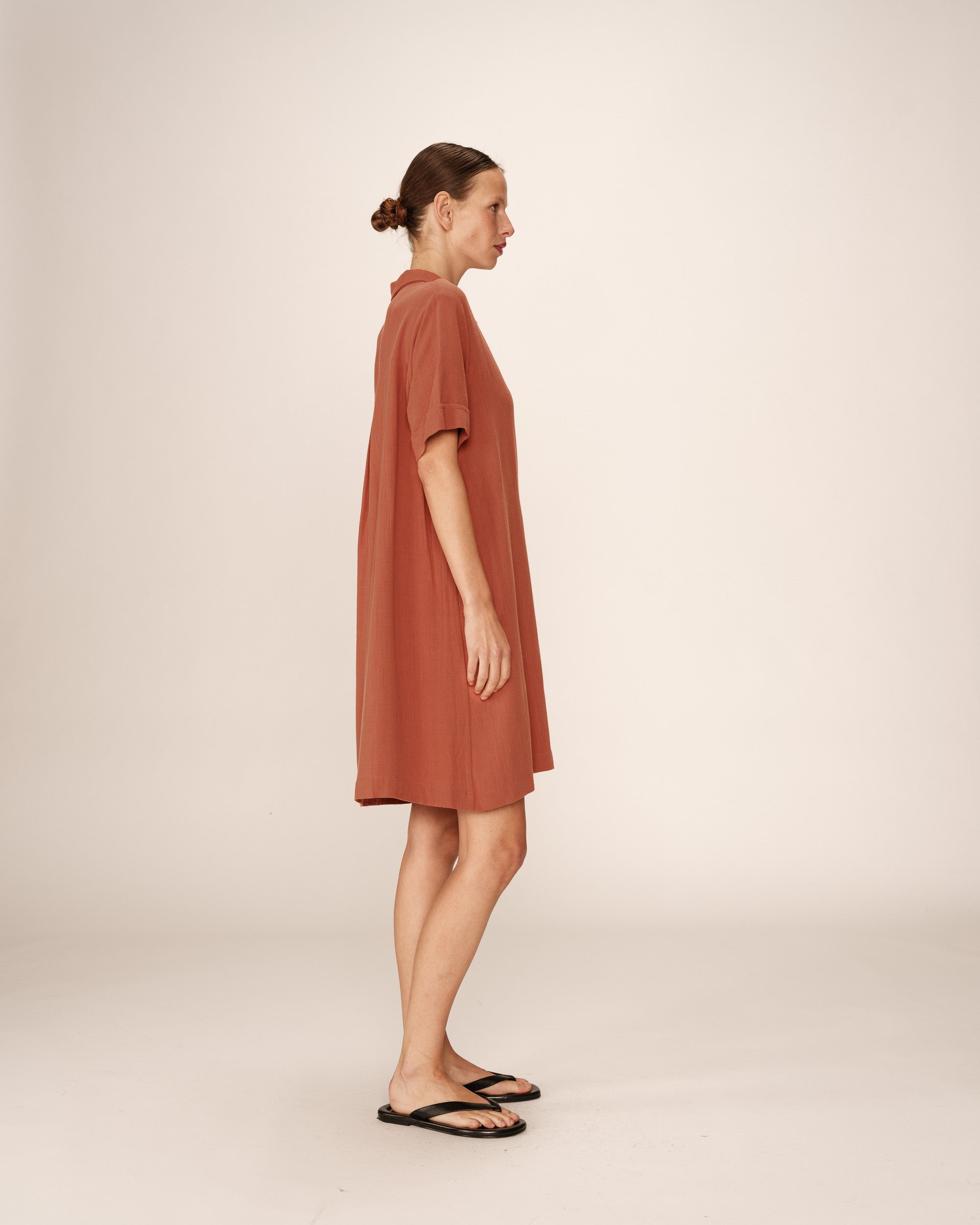 Robe courte croisee terracotta Paquita