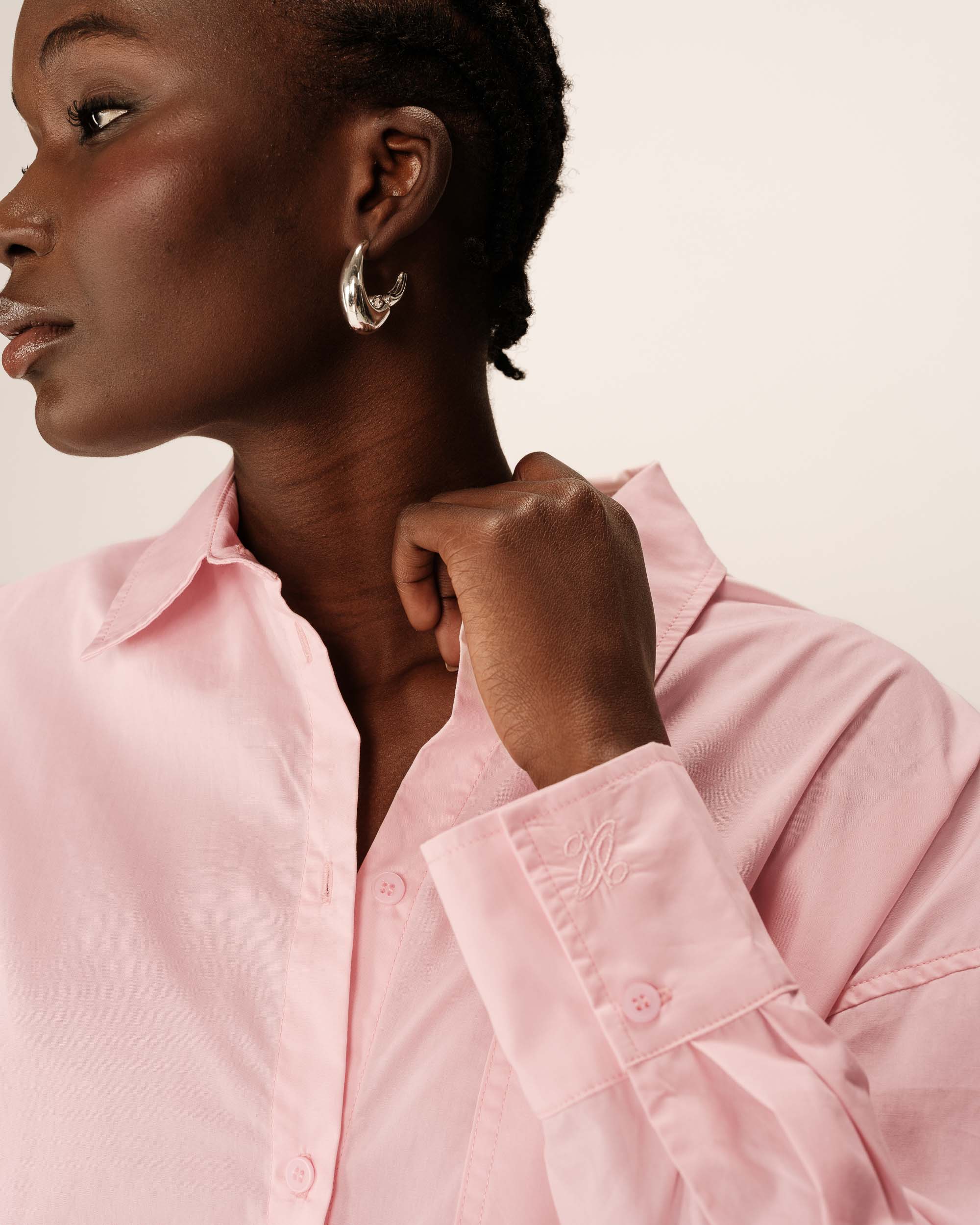 Chemise oversize en coton rose Paris