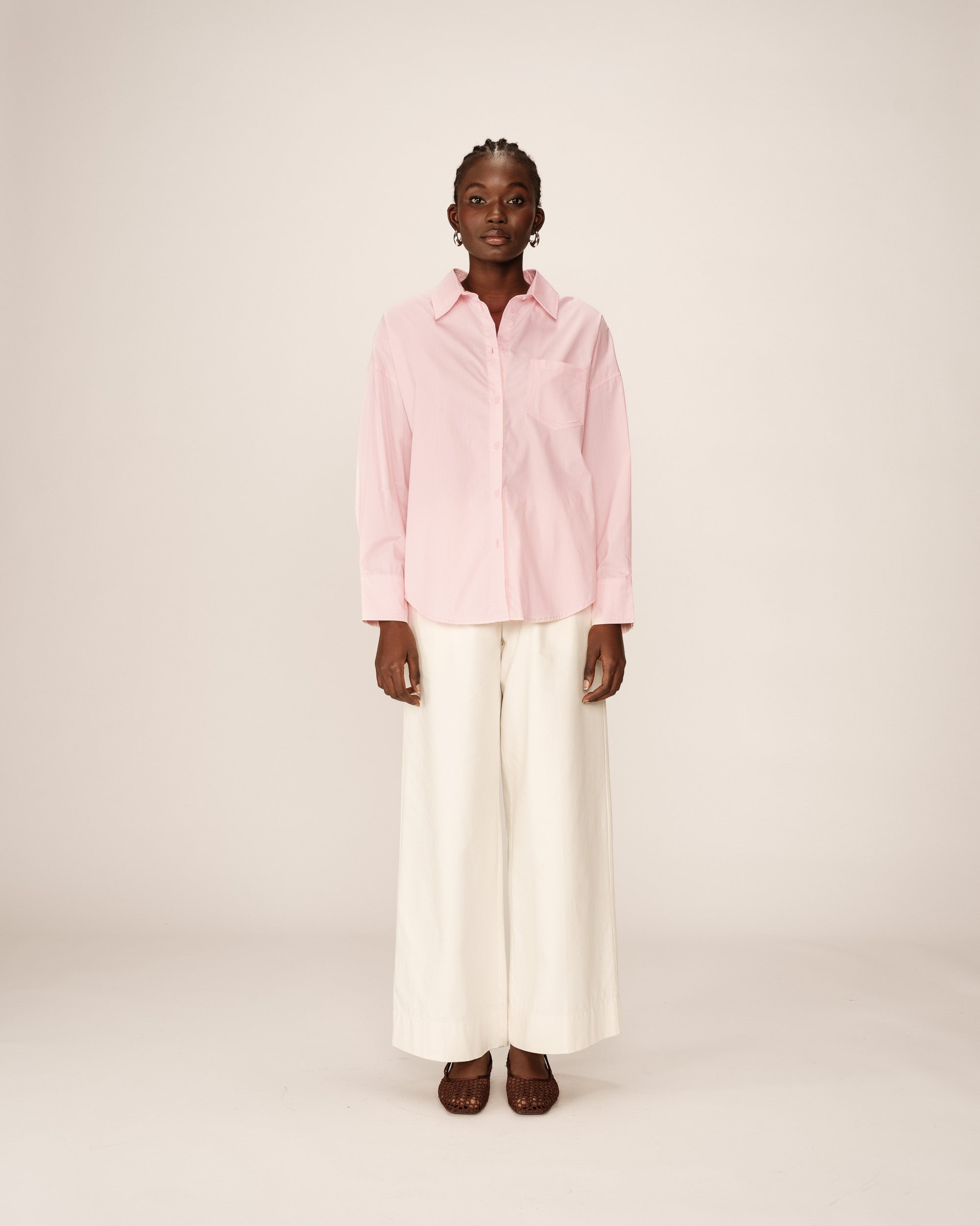 Chemise oversize en coton rose Paris