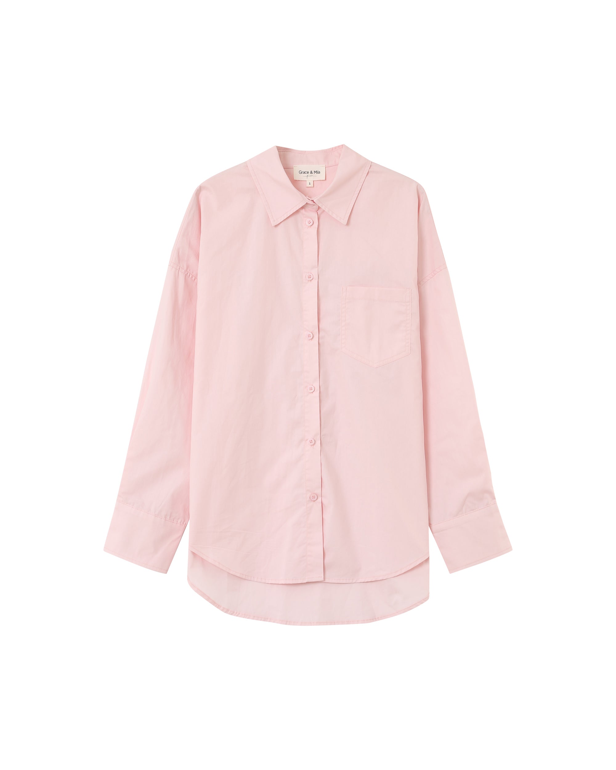 Chemise oversize en coton rose Paris