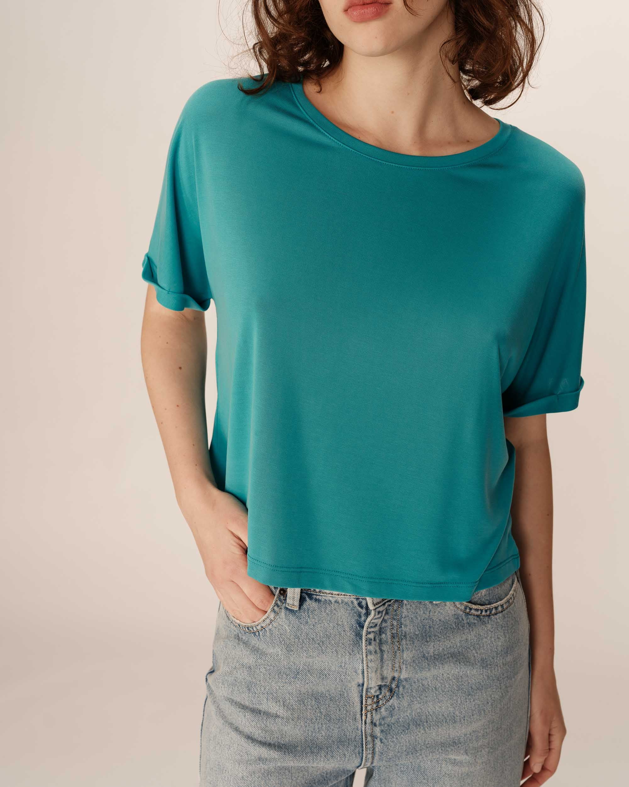 Loose flowy top aqua Parma_13117