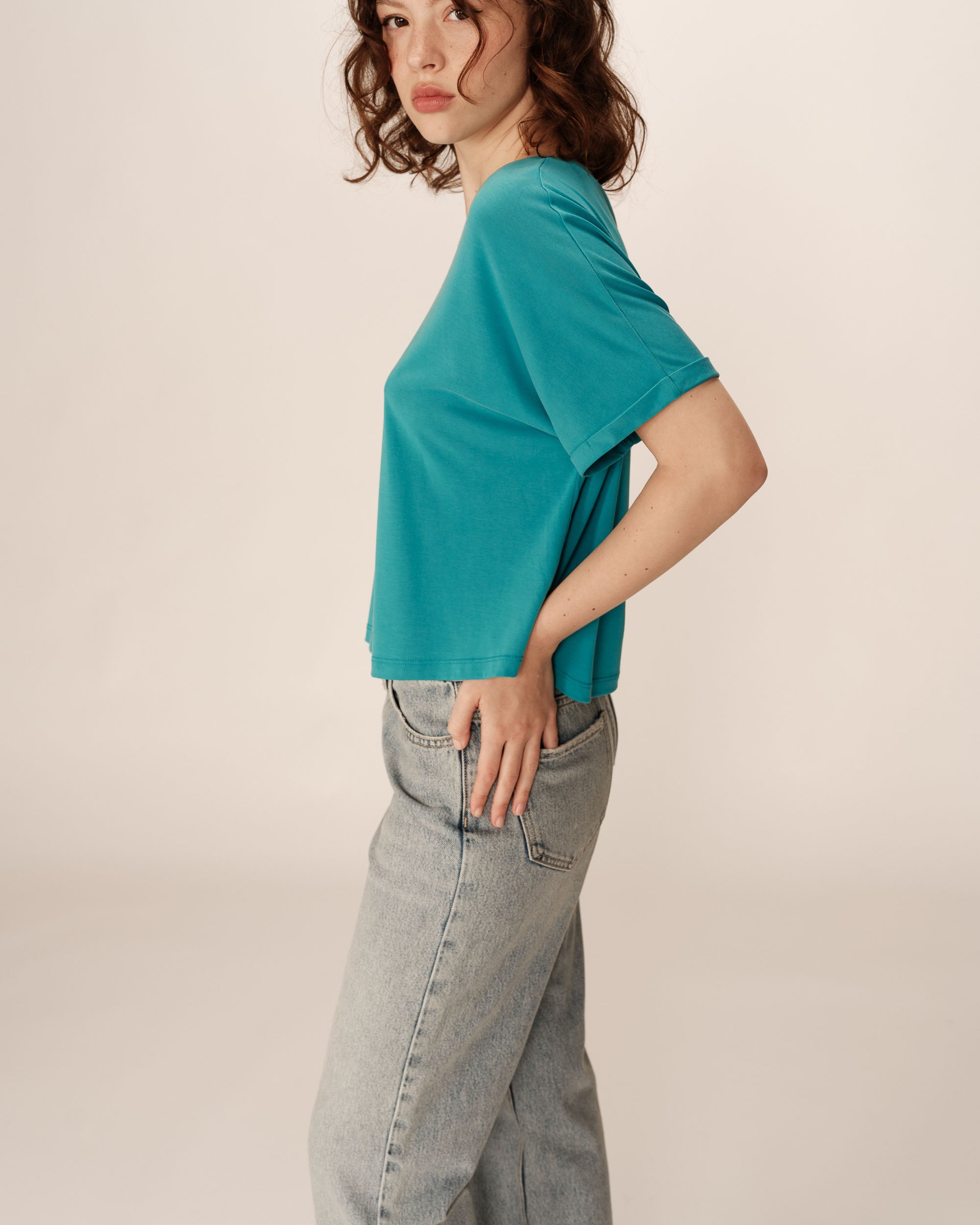 Loose flowy top aqua Parma_13117