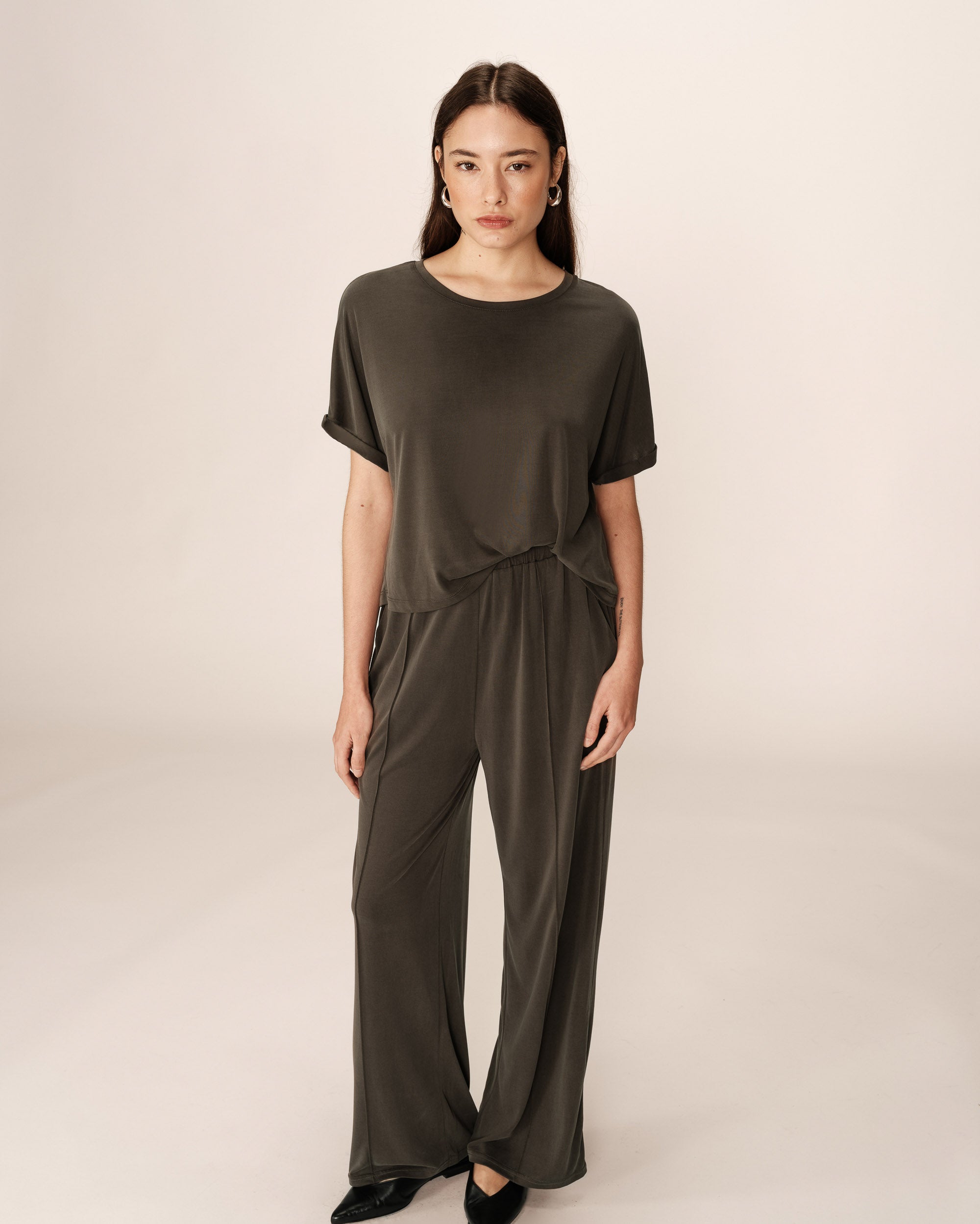 Loose flowy top khaki Parma_13117