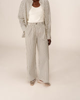 Pantalon large a rayures ecru Parmentier