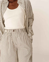 Pantalon large a rayures ecru Parmentier