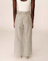 Pantalon large a rayures ecru Parmentier