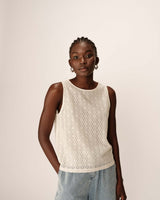 Top droit en dentelle ecru Passionnee