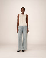 Top droit en dentelle ecru Passionnee