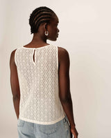 Top droit en dentelle ecru Passionnee