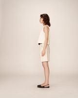 Pleated bermuda shorts ecru Pastel