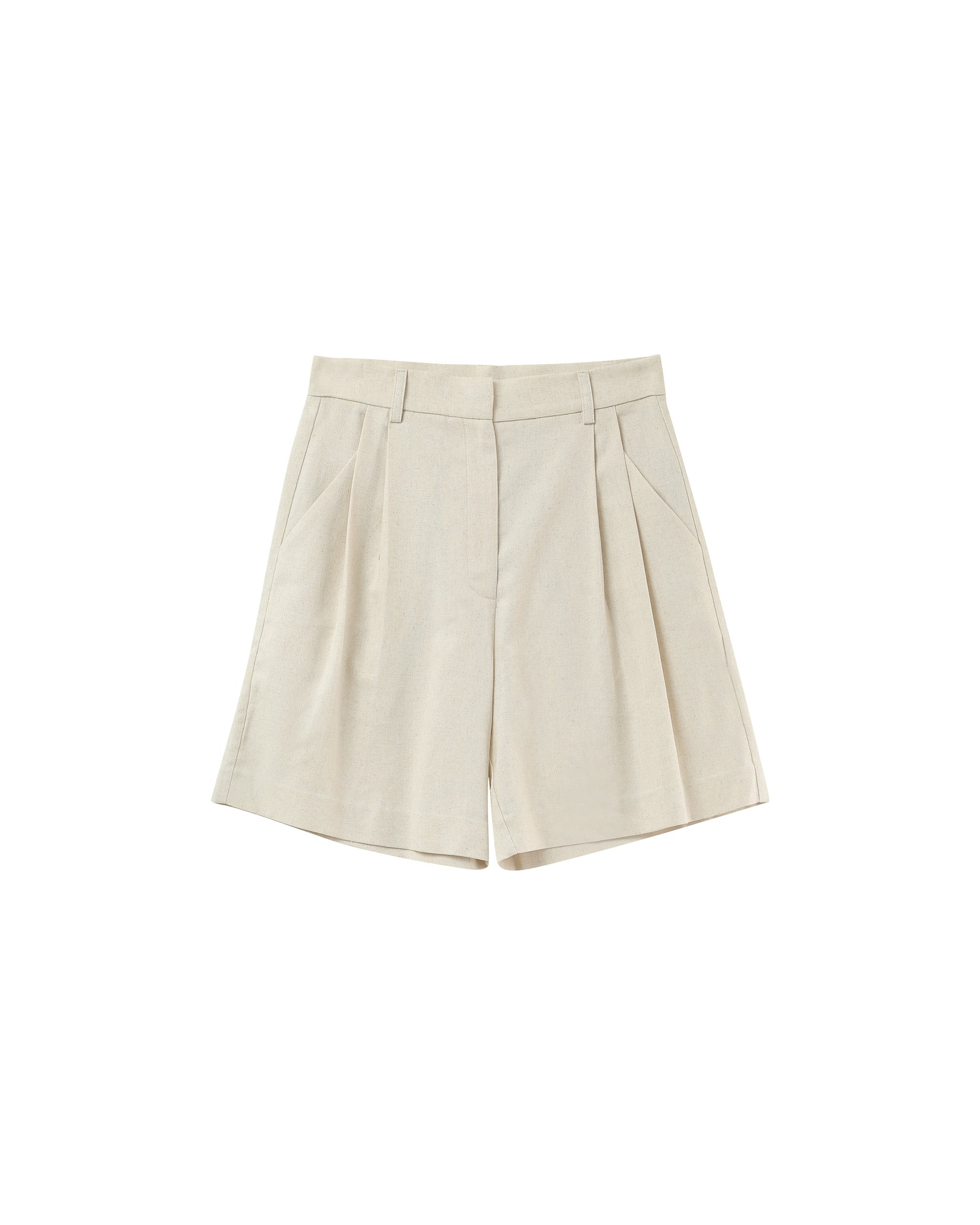 Pleated bermuda shorts ecru Pastel