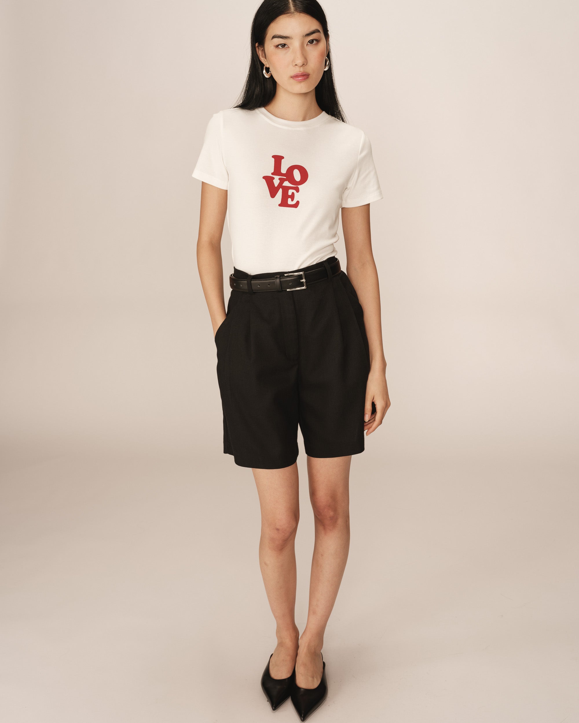 Pleated bermuda shorts black Pastel