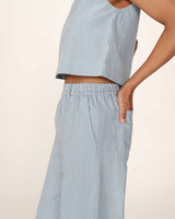 Pantalon large a rayures bleu Patine