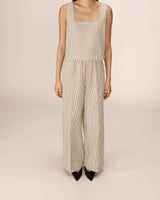 Pantalon large a rayures ecru Patine