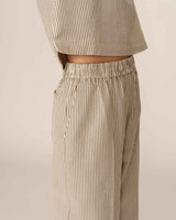 Pantalon large a rayures ecru Patine