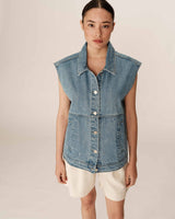 Veste denim oversize light blue Paulette