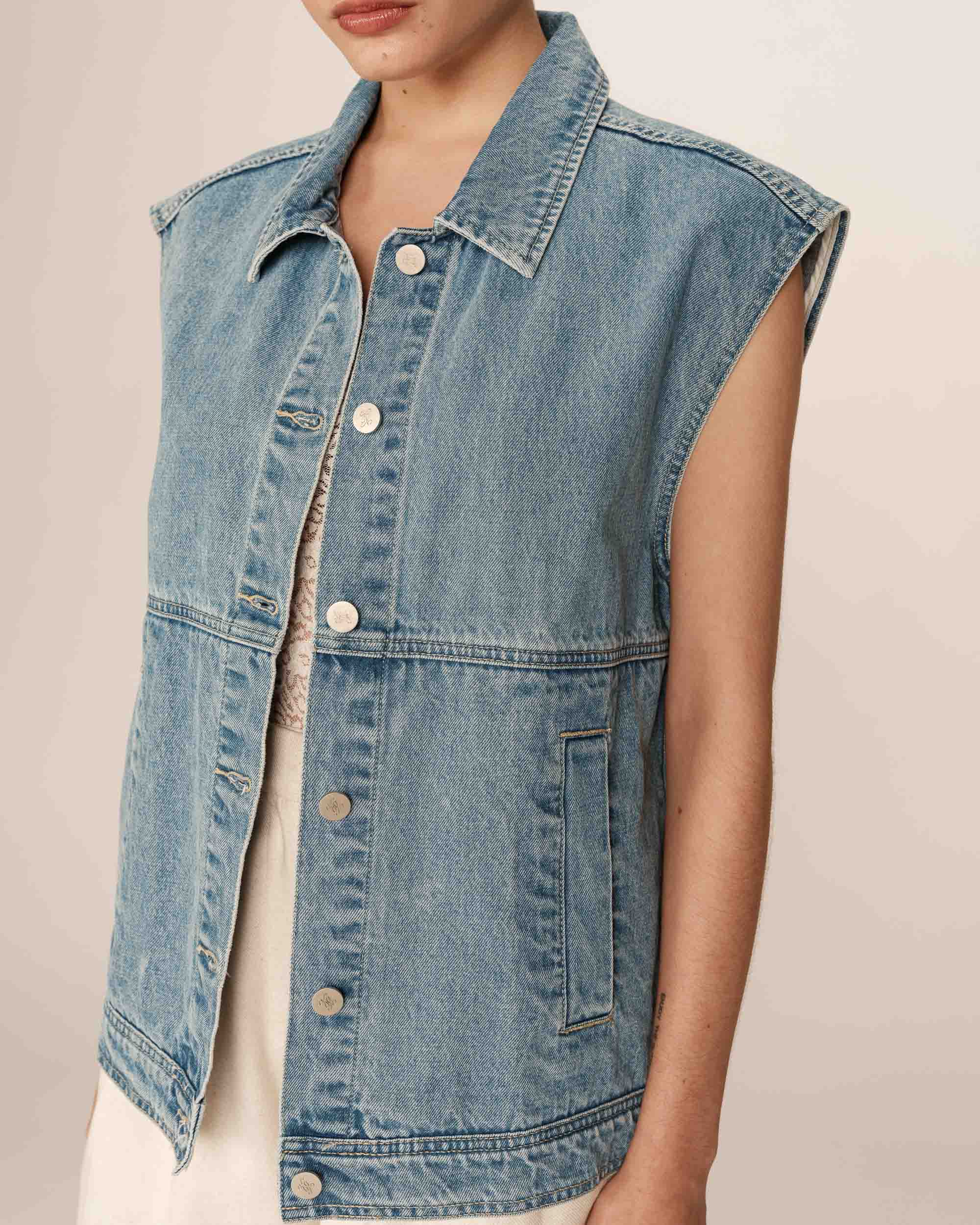 Veste denim oversize light blue Paulette