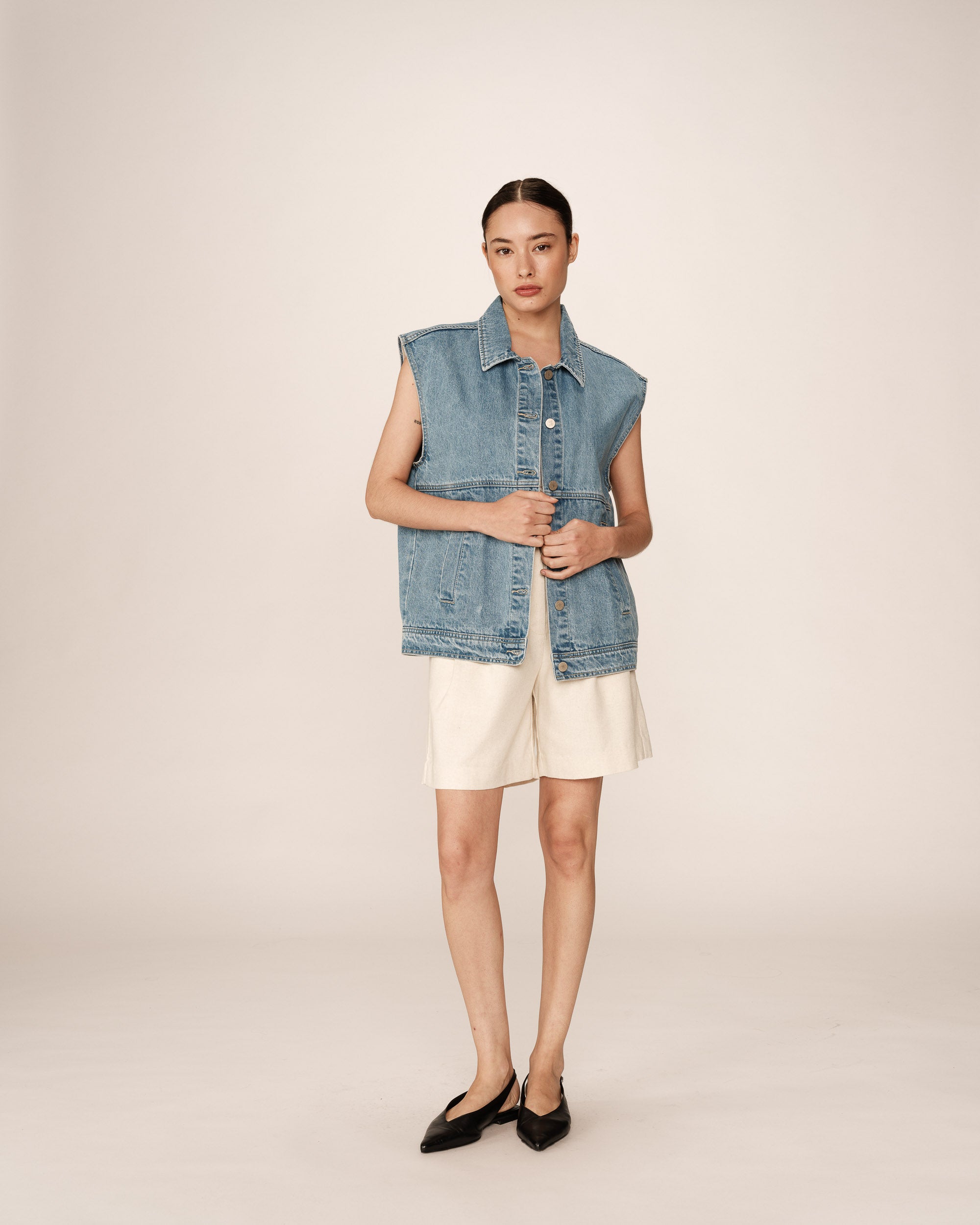 Veste denim oversize light blue Paulette