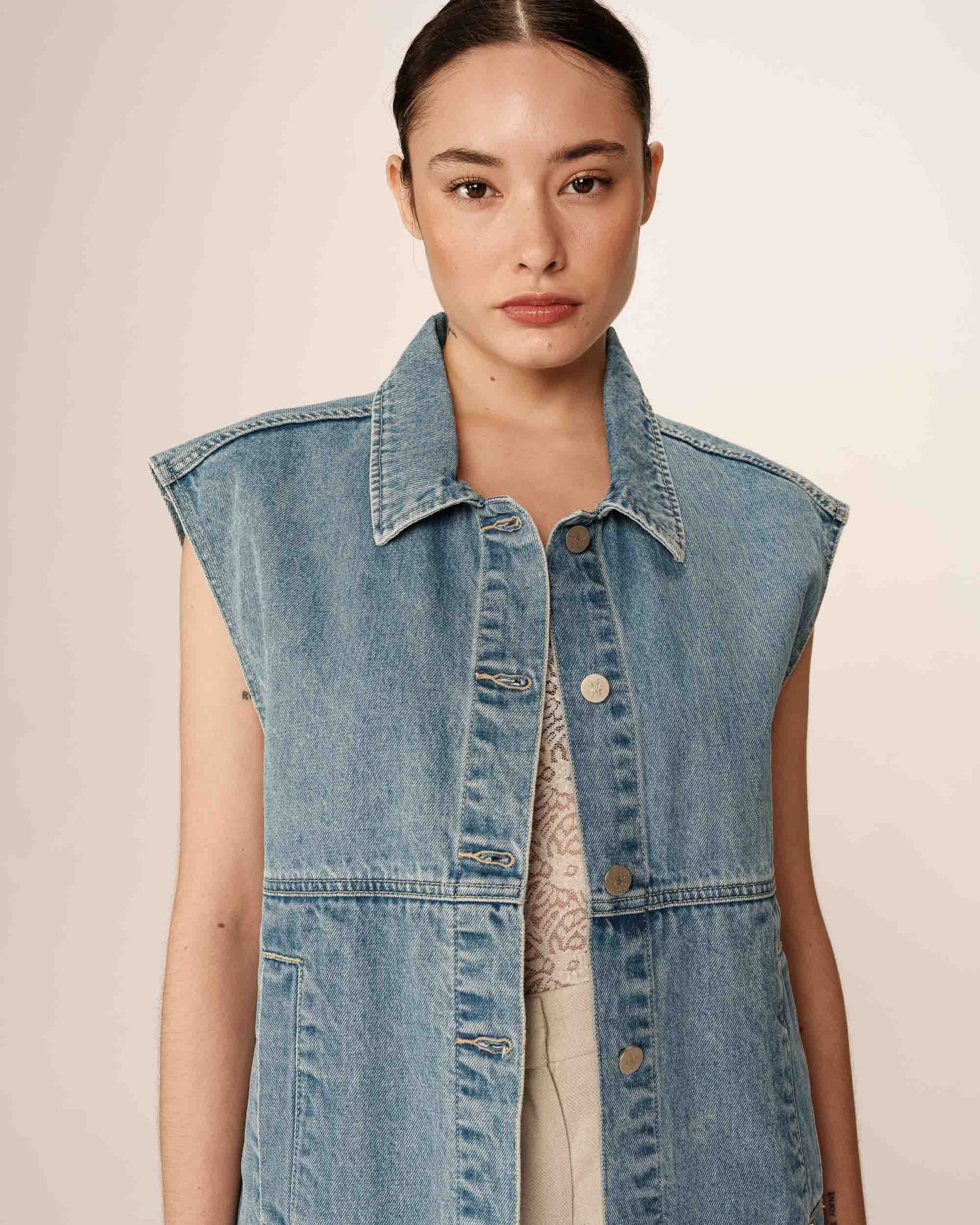 Veste denim oversize light blue Paulette