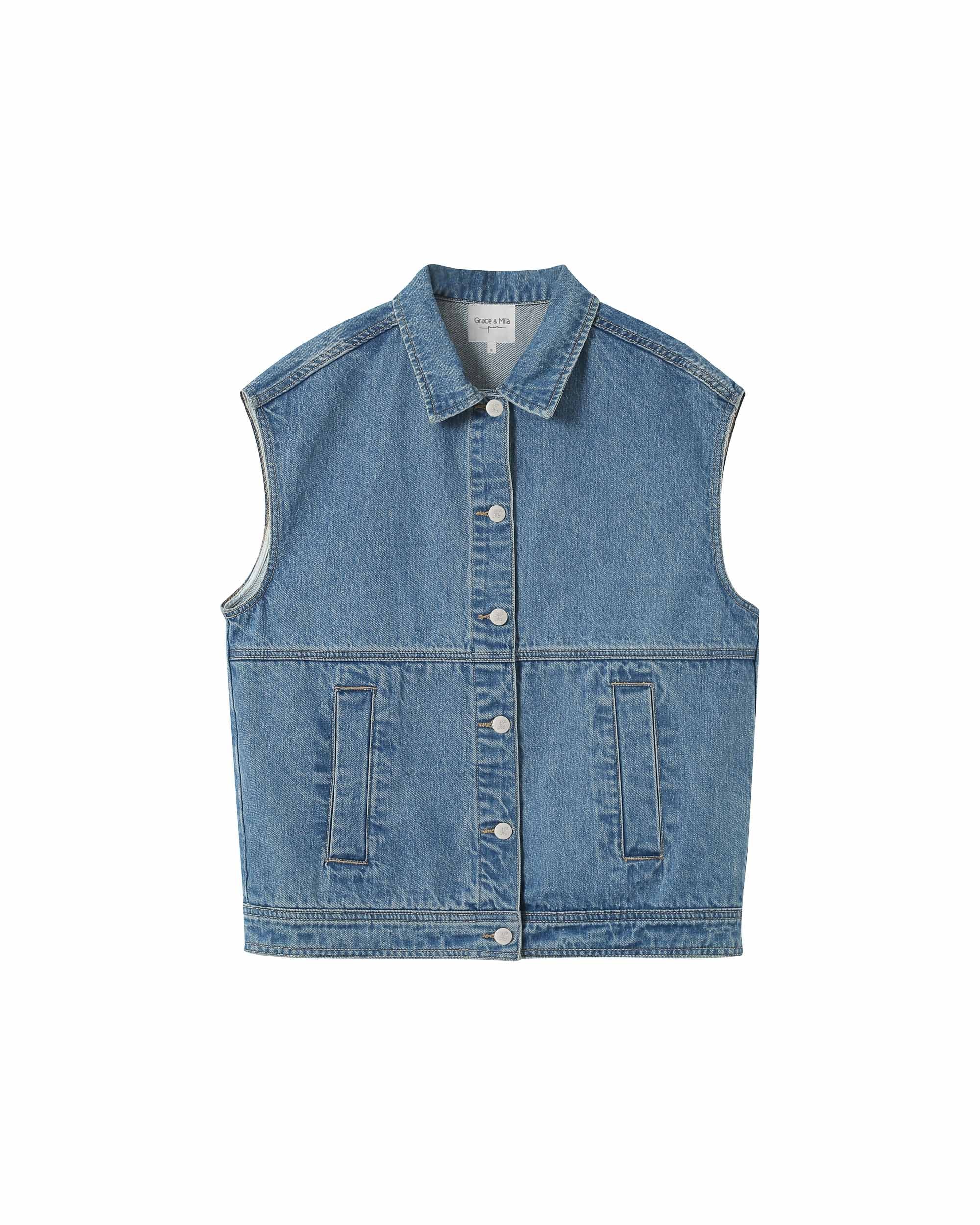 Veste denim oversize light blue Paulette
