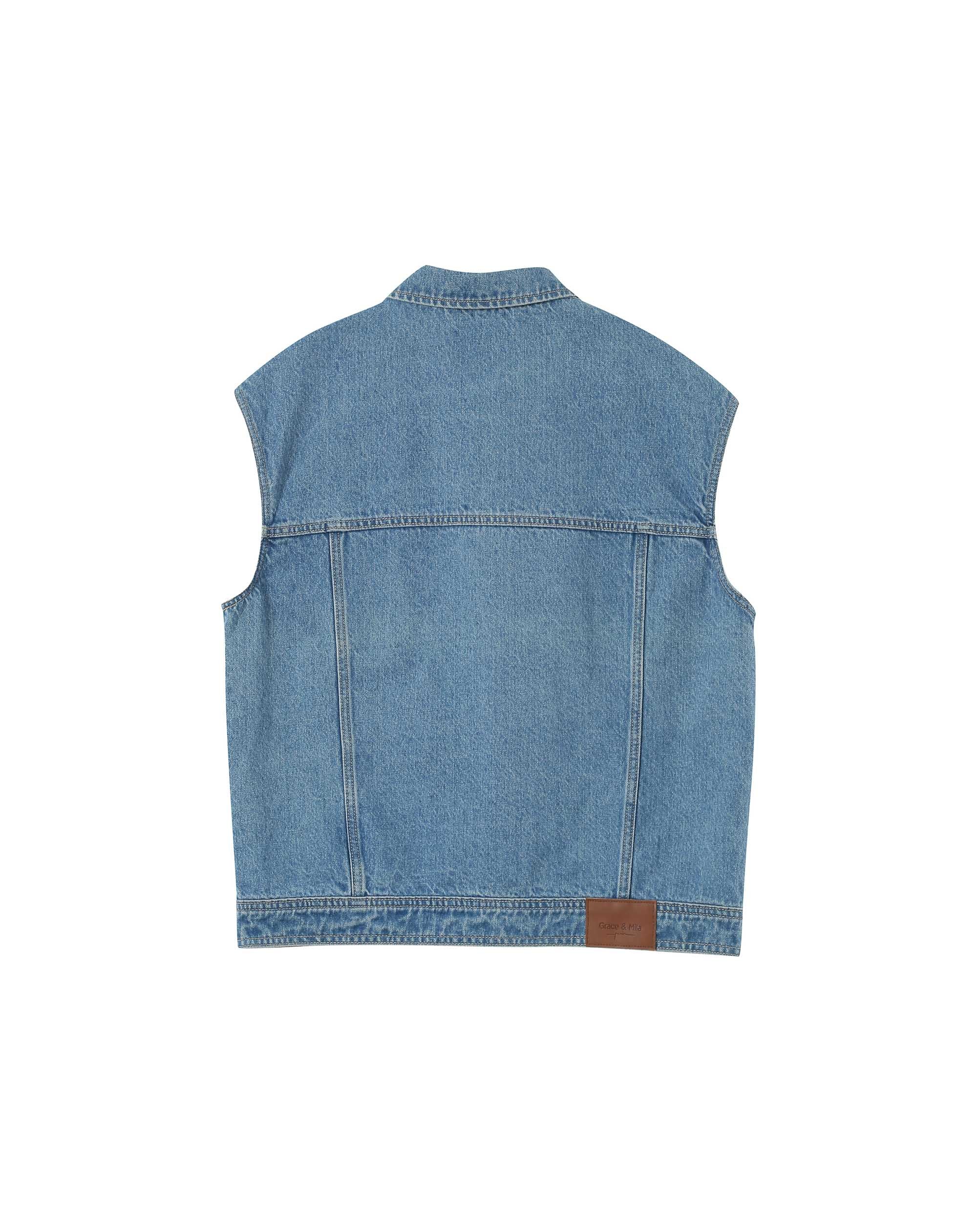 Veste denim oversize light blue Paulette