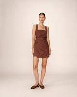 Linen short dress chocolat Pauline_12976