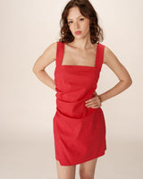Linen short dress rouge Pauline_12976