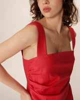 Linen short dress rouge Pauline_12976
