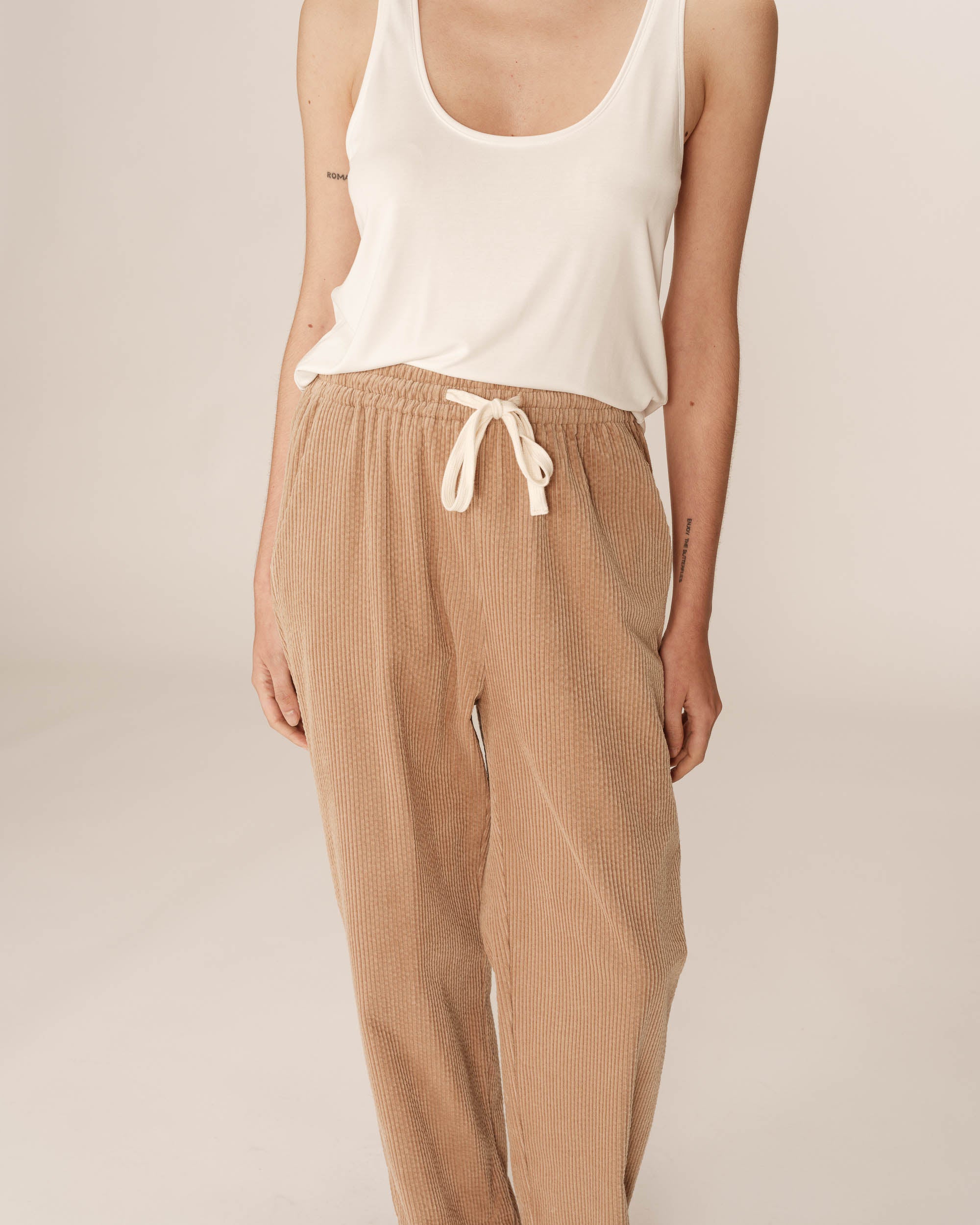 Velvet trousers beige Paul_13022